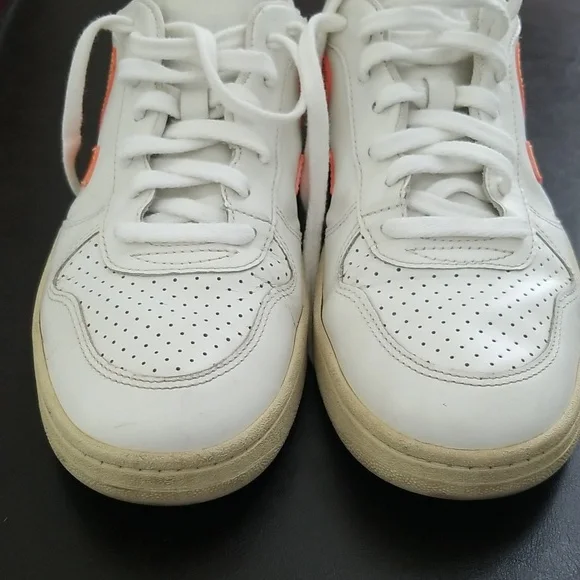 Veja Leather V-10 Sneakers Woman White N Orange Logo Sz 8 - Picture 9 of 14
